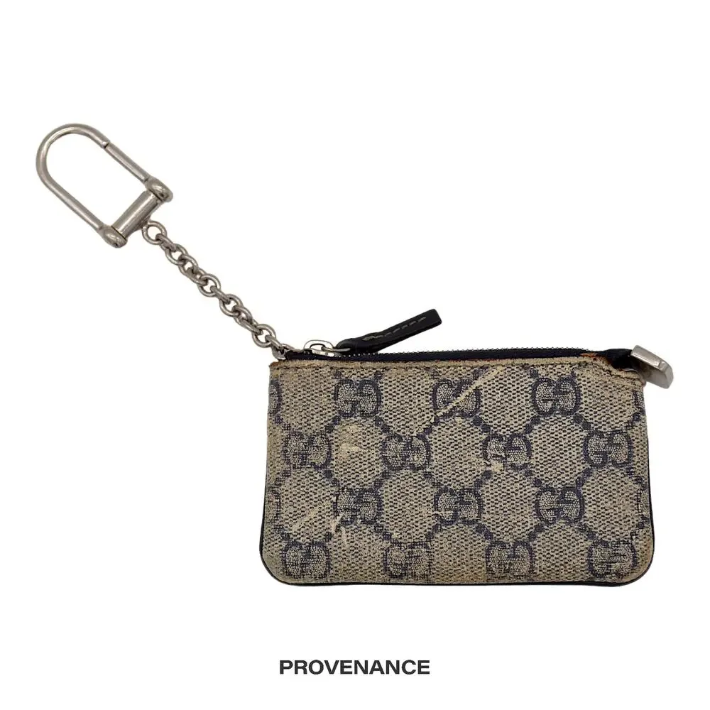 🔴 Gucci Key Pouch Cles - GG Supreme Navy - Picture 1 of 7